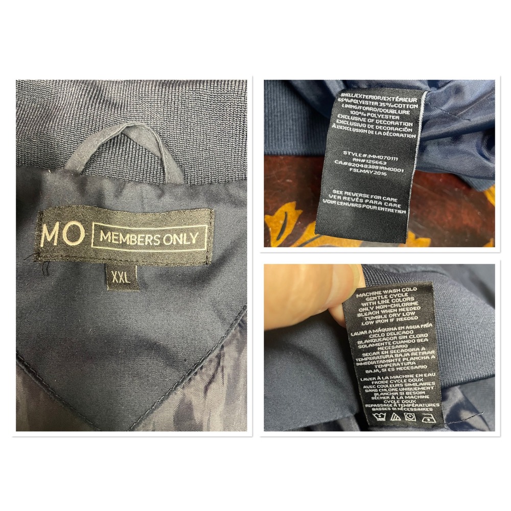 Members Only Mens Navy Blue Iconic Racer Bomber Jacket Full Zip Classic Chic XXL - Picture 4 of 13